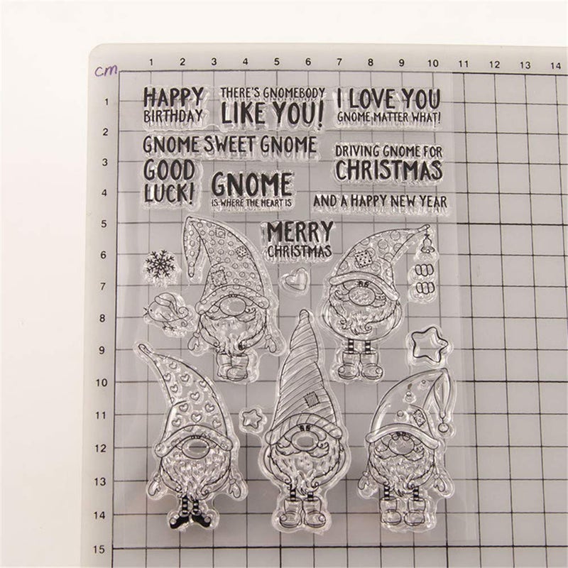 arriettycraft Arbuya Merry Christmas Happy New Year Gnome Clear Stamps for Cards Making or Journaling, Christmas Gnomes Sentiment Rubber Stamps for Journals, Scrapbooking Albums and Other Paper Crafts - Image 3